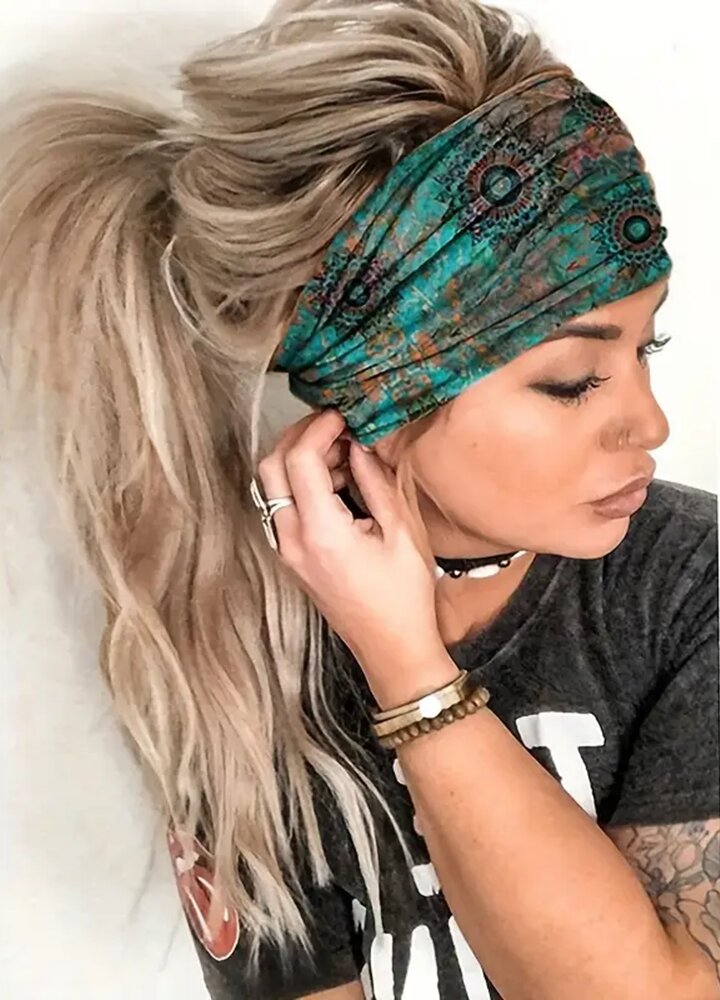 Galvos juosta moterims Boho Headband, žalia, 1 vnt.